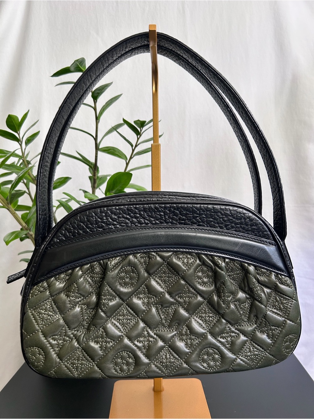 Louis Vuitton Vienna Klara Handbag quilted olive green leather monogrammed